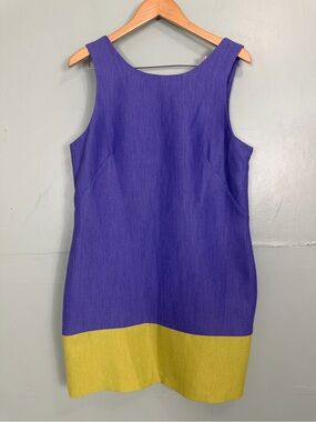 Oleg Cassini Mini Dress Purple Green‎ Sheath Women Size 10